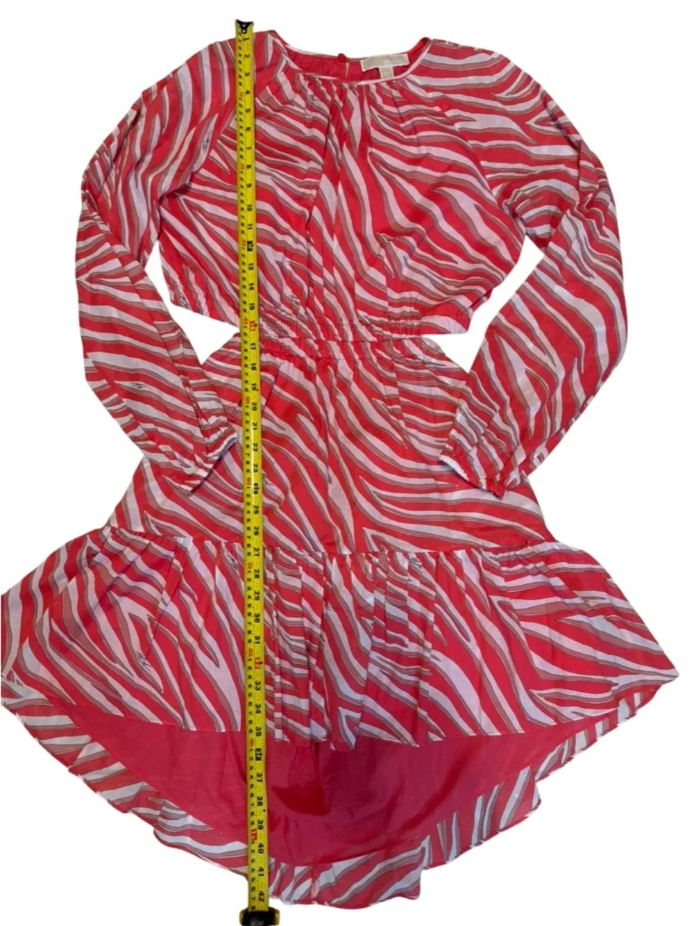 Michael Michael Kors Cotton Lawn Cutout Mini Dress In Zebra Geranium Red/Pink XL - Picture 5 of 13